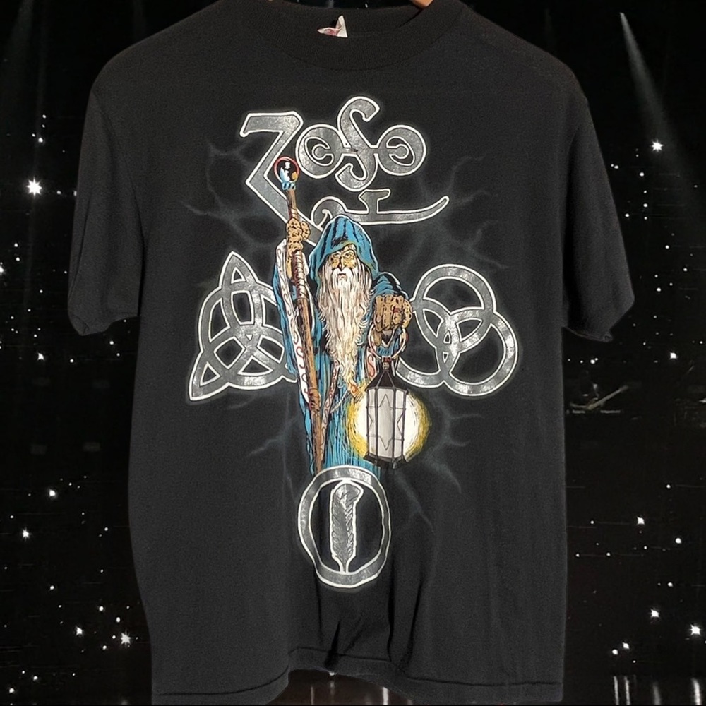 TRUE VTG. Led Zeppelin T-shirt Wizard Zoso Tour Size Sm.